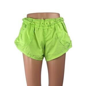 Lululemon Neon Green High Rise Sports Yoga Running Athletic Dolphin Shorts Sz 6